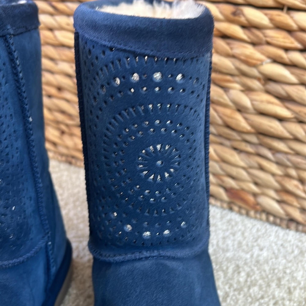 UGG Blue Suede Boots with Studded Design - Picture 3 of 9